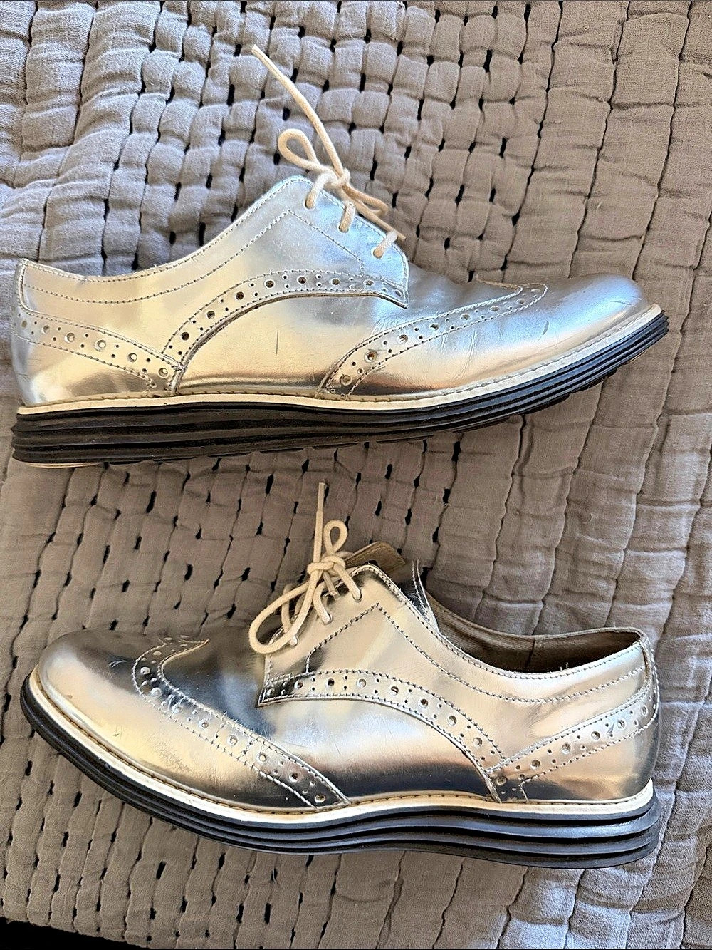 Cole Haan Zerogrand Wingtip Oxford Metallic Silver